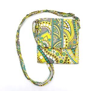 Vera Bradley Tiny‎ Traveler Lemon Parfait Crossbody Wallet Bag Paisley Classic